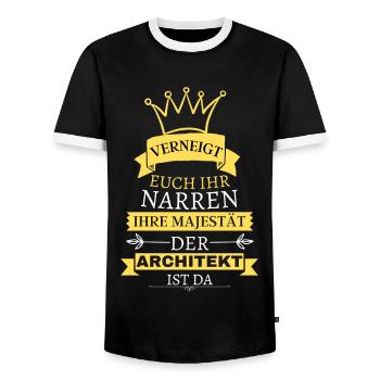 Verneigt euch, Ihre Majestät der Architekt ist da - Männer Kontrast-T-Shirt - Schwarz/Weiß - Vorne - AI Model Female 172 light (172cm) & AI Model Male 178 light (178cm)