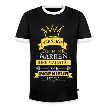 Verneigt euch, Ihre Majestät der Ingenieur ist da - Männer Kontrast-T-Shirt - Schwarz/Weiß - Vorne - AI Model Female 172 light (172cm) & AI Model Male 178 light (178cm)