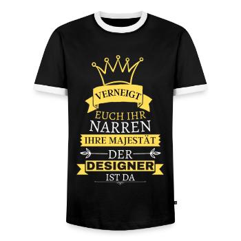 Verneigt euch, Ihre Majestät der Designer ist da - Männer Kontrast-T-Shirt - Schwarz/Weiß - Vorne - AI Model Female 172 light (172cm) & AI Model Male 178 light (178cm)