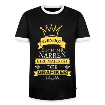 Verneigt euch, Ihre Majestät der Grafiker ist da - Männer Kontrast-T-Shirt - Schwarz/Weiß - Vorne - AI Model Female 172 light (172cm) & AI Model Male 178 light (178cm)