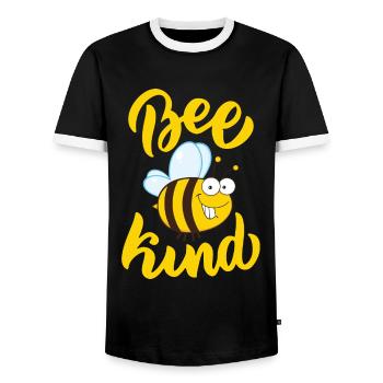 Funny Bee Saying Bee Child - Men's Ringer Shirt - black/white - Front - AI Model Female 172 light (172cm) & AI Model Male 178 light (178cm)
