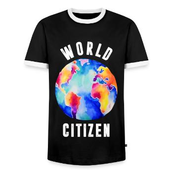 Graphique World Citizen - T-shirt contrasté Homme - noir/blanc - Devant - AI Model Female 172 light (172cm) & AI Model Male 178 light (178cm)