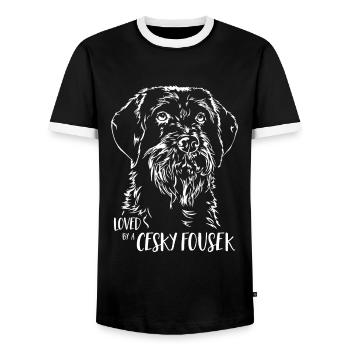 CESKY FOUSEK Dog Saying Dogs Saying Dogs - Men's Ringer Shirt - black/white - Front - AI Model Female 172 light (172cm) & AI Model Male 178 light (178cm)