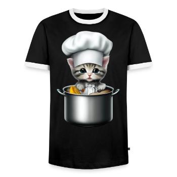 Chef Chat - T-shirt contrasté Homme - noir/blanc - Devant - AI Model Female 172 light (172cm) & AI Model Male 178 light (178cm)
