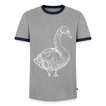 Swan White Duck Bird Goose - Men's Ringer Shirt - grey/navy  - Front - AI Model Female 172 light (172cm) & AI Model Male 178 light (178cm)