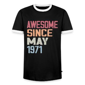 Mai 1971 Anniversaire 1971 Retro 1971 Mai Vintage - T-shirt contrasté Homme - noir/blanc - Devant - AI Model Female 172 light (172cm) & AI Model Male 178 light (178cm)