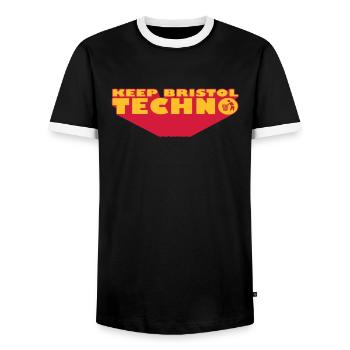 KEEP BRISTOL TECHNO T-Shirts - Men's Ringer Shirt - black/white - Front - AI Model Female 172 light (172cm) & AI Model Male 178 light (178cm)