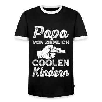 Papa von ziemlich Coolen Kindern Spruch - Männer Kontrast-T-Shirt - Schwarz/Weiß - Vorne - AI Model Female 172 light (172cm) & AI Model Male 178 light (178cm)