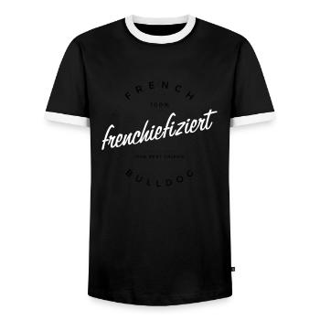 100% Frenchiefiziert - Männer Kontrast-T-Shirt - Schwarz/Weiß - Vorne - AI Model Female 172 light (172cm) & AI Model Male 178 light (178cm)