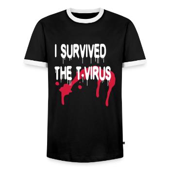 T-Virus - Men's Ringer Shirt - black/white - Front - AI Model Female 172 light (172cm) & AI Model Male 178 light (178cm)