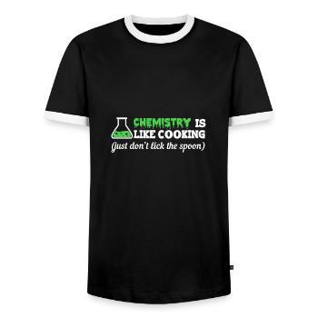 Chemie ist wie kochen lustige Sprüche - Männer Kontrast-T-Shirt - Schwarz/Weiß - Vorne - AI Model Female 172 light (172cm) & AI Model Male 178 light (178cm)