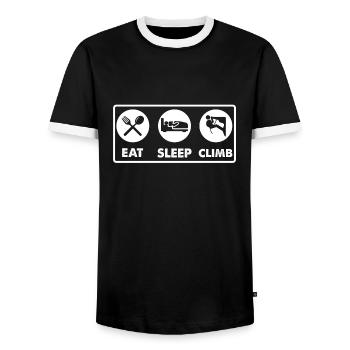 Eating Sleep Climbing - Men's Ringer Shirt - black/white - Front - AI Model Female 172 light (172cm) & AI Model Male 178 light (178cm)