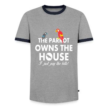 amants de perroquet - T-shirt contrasté Homme - gris/marine  - Devant - AI Model Female 172 light (172cm) & AI Model Male 178 light (178cm)