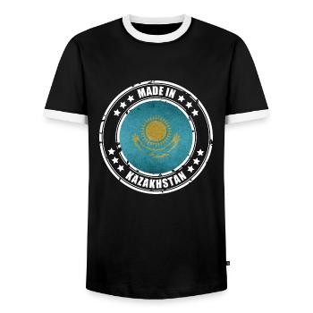 Made in Kazakhstan - Männer Kontrast-T-Shirt - Schwarz/Weiß - Vorne - AI Model Female 172 light (172cm) & AI Model Male 178 light (178cm)