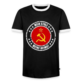 Mein Stolz, Meine Heimat UDSSR - Männer Kontrast-T-Shirt - Schwarz/Weiß - Vorne - AI Model Female 172 light (172cm) & AI Model Male 178 light (178cm)