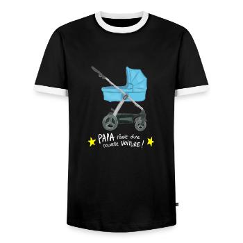 Naissance : Papa rêvait d'une nouvelle voiture ! - T-shirt contrasté Homme - noir/blanc - Devant - AI Model Female 172 light (172cm) & AI Model Male 178 light (178cm)
