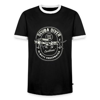 Plongée sous-marine Diver centre de plongée des Caraïbes cadeau - T-shirt contrasté Homme - noir/blanc - Devant - AI Model Female 172 light (172cm) & AI Model Male 178 light (178cm)