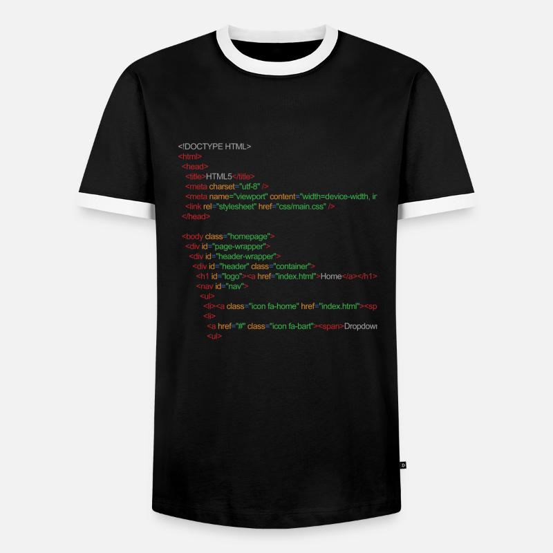 Code HTML5 - T-shirt contrasté Homme - noir/blanc