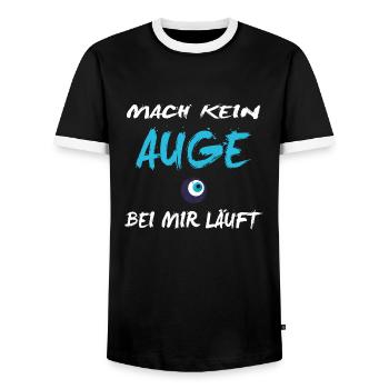 MACH KEIN AUGE KOKAINA SHIRT - Männer Kontrast-T-Shirt - Schwarz/Weiß - Vorne - AI Model Female 172 light (172cm) & AI Model Male 178 light (178cm)