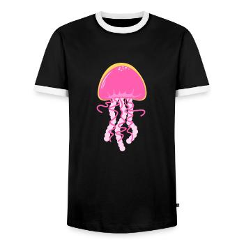 Qualle Geschenk Quallen Meer Tier Urlaub Strand - Männer Kontrast-T-Shirt - Schwarz/Weiß - Vorne - AI Model Female 172 light (172cm) & AI Model Male 178 light (178cm)