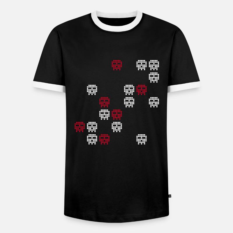 Pixel Skull Gaming Screen - Männer Kontrast-T-Shirt - Schwarz/Weiß