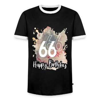 Geburtstag 66 Jahre Splash Grunge Neon Farbklecks - Männer Kontrast-T-Shirt - Schwarz/Weiß - Vorne - AI Model Female 172 light (172cm) & AI Model Male 178 light (178cm)