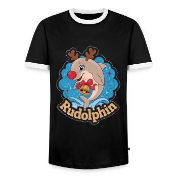 Rudolph Renne Dauphin Noël Rudolphin - T-shirt contrasté Homme - noir/blanc - Devant - AI Model Female 172 light (172cm) & AI Model Male 178 light (178cm)