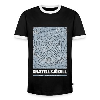 Snaefellsjökull | Landkarte Topografie Grunge - Männer Kontrast-T-Shirt - Schwarz/Weiß - Vorne - AI Model Female 172 light (172cm) & AI Model Male 178 light (178cm)