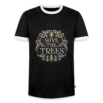 Bäume retten, Wälder schützen - Männer Kontrast-T-Shirt - Schwarz/Weiß - Vorne - AI Model Female 172 light (172cm) & AI Model Male 178 light (178cm)