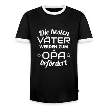 Bester Opa - Zum Opa befördert - Männer Kontrast-T-Shirt - Schwarz/Weiß - Vorne - AI Model Female 172 light (172cm) & AI Model Male 178 light (178cm)
