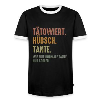 Tätowiert Hübsch Tante - Männer Kontrast-T-Shirt - Schwarz/Weiß - Vorne - AI Model Female 172 light (172cm) & AI Model Male 178 light (178cm)