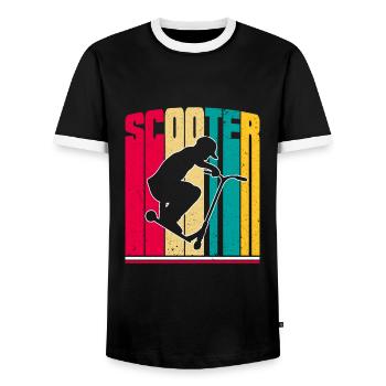 Vintage Retro Stuntscooter Stunt Roller - Männer Kontrast-T-Shirt - Schwarz/Weiß - Vorne - AI Model Female 172 light (172cm) & AI Model Male 178 light (178cm)