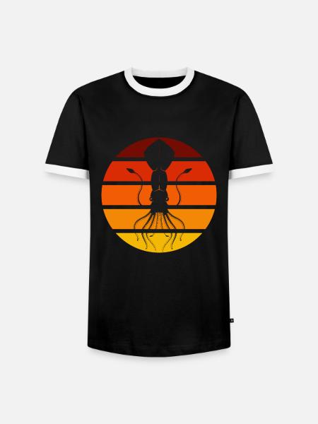 Krake - Männer Kontrast-T-Shirt - Schwarz/Weiß