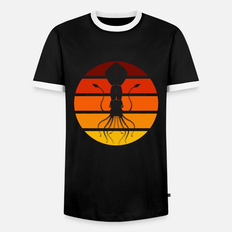 Krake - Männer Kontrast-T-Shirt - Schwarz/Weiß