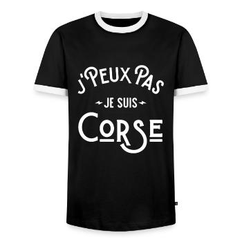 je peux pas je suis corse , Corse cadeau humour - T-shirt contrasté Homme - noir/blanc - Devant - AI Model Female 172 light (172cm) & AI Model Male 178 light (178cm)