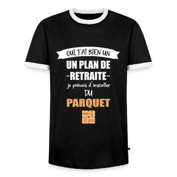 oui plan de retraite t-shirt parqueteur papy - T-shirt contrasté Homme - noir/blanc - Devant - AI Model Female 172 light (172cm) & AI Model Male 178 light (178cm)