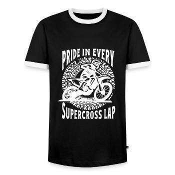 Pilote de motocross Supercross Lap MX Motocross - T-shirt contrasté Homme - noir/blanc - Devant - AI Model Female 172 light (172cm) & AI Model Male 178 light (178cm)