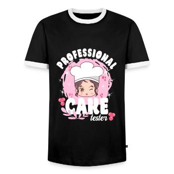 Pastry Lover professional Cake Tester Gift Idea - Men's Ringer Shirt - black/white - Front - AI Model Female 172 light (172cm) & AI Model Male 178 light (178cm)
