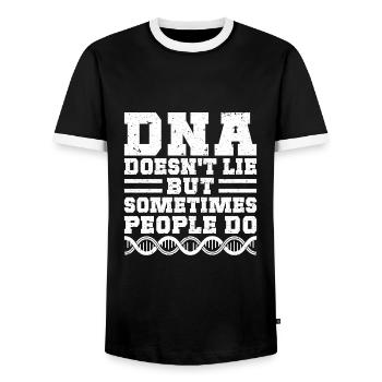 Analyste médico-légal L’ADN ne ment pas Brigade criminelle Laboratoire - T-shirt contrasté Homme - noir/blanc - Devant - AI Model Female 172 light (172cm) & AI Model Male 178 light (178cm)