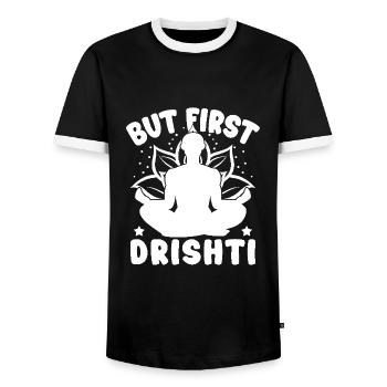 Amateurs de Pilates Mais d’abord Drishti Pilates - T-shirt contrasté Homme - noir/blanc - Devant - AI Model Female 172 light (172cm) & AI Model Male 178 light (178cm)