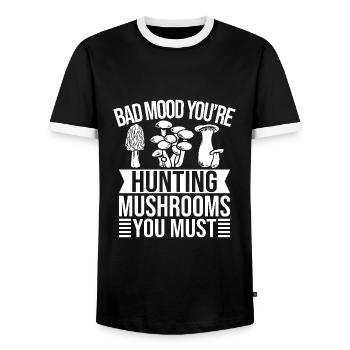 Morel Mushrooms Bad Mood You´re Hunting Mushroom - Männer Kontrast-T-Shirt - Schwarz/Weiß - Vorne - AI Model Female 172 light (172cm) & AI Model Male 178 light (178cm)