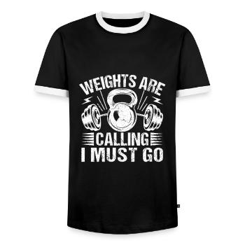 Haltérophilie Bodybuilder Poids Calling Must Go - T-shirt contrasté Homme - noir/blanc - Devant - AI Model Female 172 light (172cm) & AI Model Male 178 light (178cm)