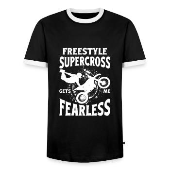 Dirtbike Rider Gets Me Fearless MX Motocross - Men's Ringer Shirt - black/white - Front - AI Model Female 172 light (172cm) & AI Model Male 178 light (178cm)