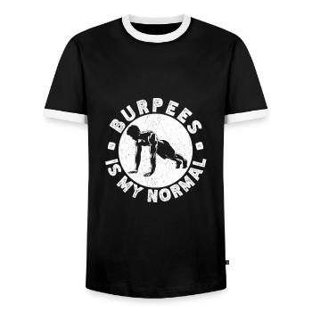 Gym Junkies Burpees Is My Normal Calisthenics - Men's Ringer Shirt - black/white - Front - AI Model Female 172 light (172cm) & AI Model Male 178 light (178cm)