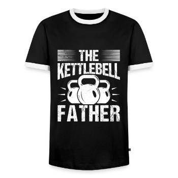 Gym Junkies The Kettlebell Father Calisthenics - Men's Ringer Shirt - black/white - Front - AI Model Female 172 light (172cm) & AI Model Male 178 light (178cm)