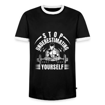 Powerlifting Bodybuilder Stop Yourself Gym - Men's Ringer Shirt - black/white - Front - AI Model Female 172 light (172cm) & AI Model Male 178 light (178cm)