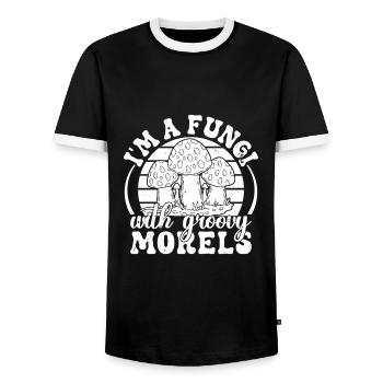 Morilles Champignons Champignons Groovy Morilles Champignon - T-shirt contrasté Homme - noir/blanc - Devant - AI Model Female 172 light (172cm) & AI Model Male 178 light (178cm)