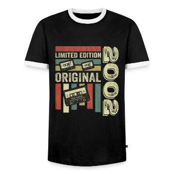 Vintage 2002 - Retro Birthday Quote 2002 - Men's Ringer Shirt - black/white - Front - AI Model Female 172 light (172cm) & AI Model Male 178 light (178cm)