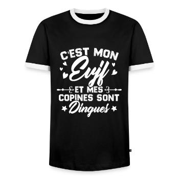 C'est Mon EVJF et mes copines sont dingues - T-shirt contrasté Homme - noir/blanc - Devant - AI Model Female 172 light (172cm) & AI Model Male 178 light (178cm)