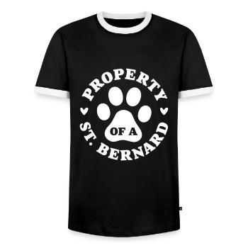 Property of a St Bernard - Men's Ringer Shirt - black/white - Front - AI Model Female 172 light (172cm) & AI Model Male 178 light (178cm)